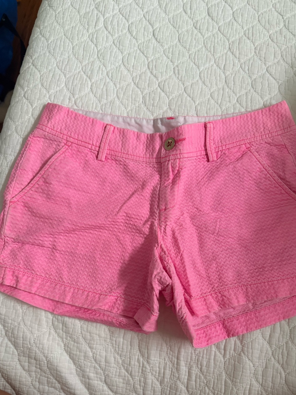 Callahan Bright Pink High-Waist Textured Shorts